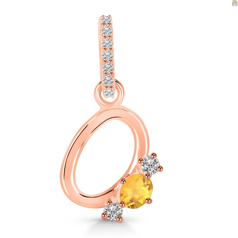 Citrine & White Topaz Alphabet O Pendant CIT-RDA-93.