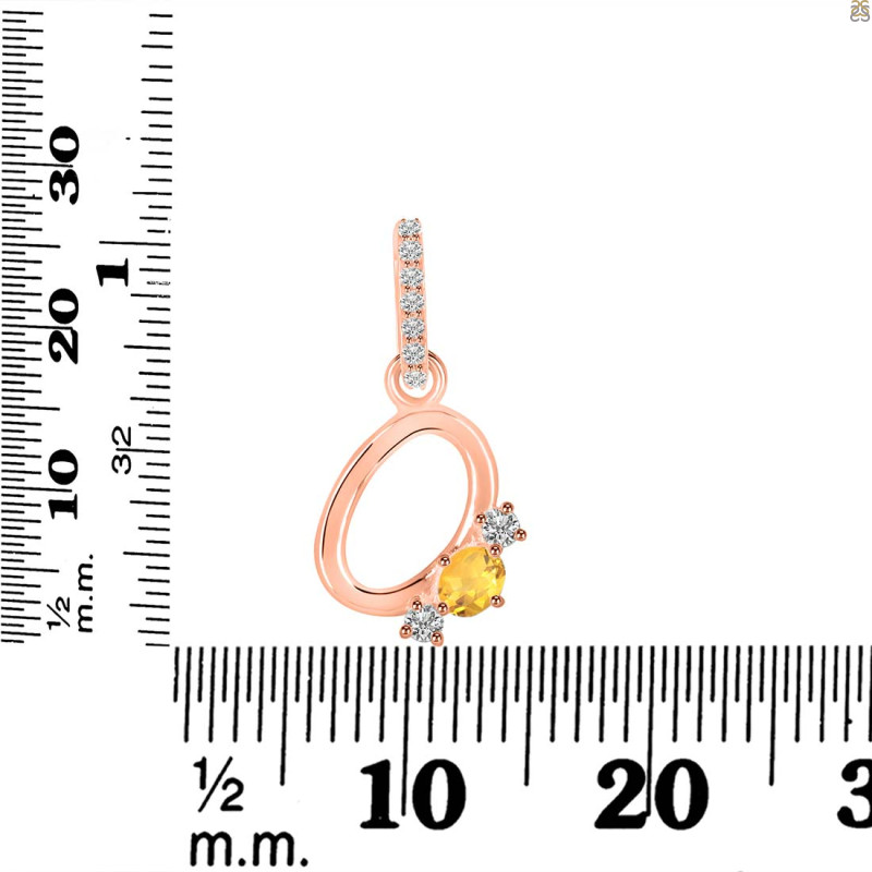 Citrine & White Topaz Alphabet O Pendant CIT-RDA-93.