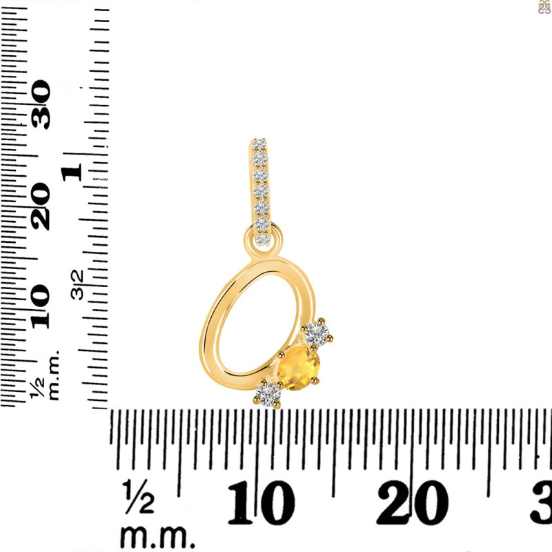 Citrine & White Topaz Alphabet O Pendant CIT-RDA-93.