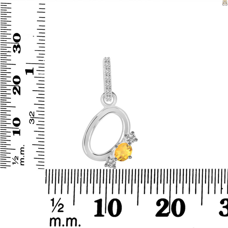 Citrine & White Topaz Alphabet O Pendant CIT-RDA-93.