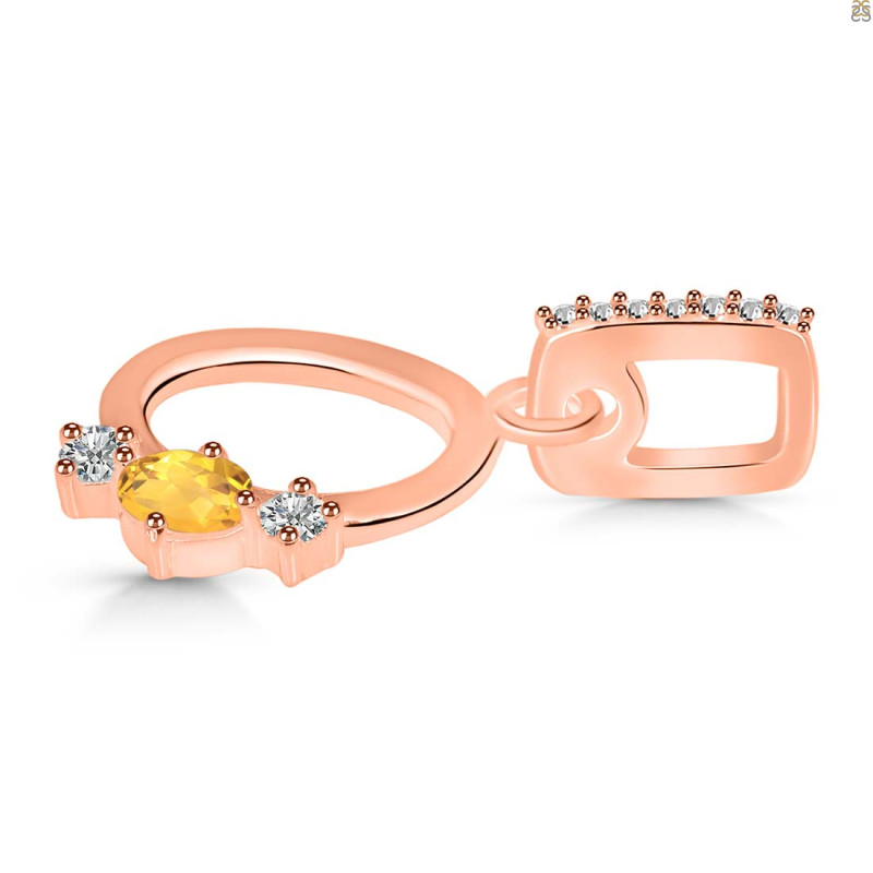 Citrine & White Topaz Alphabet O Pendant CIT-RDA-93.