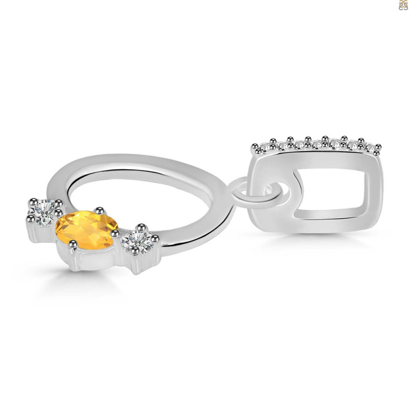 Citrine & White Topaz Alphabet O Pendant