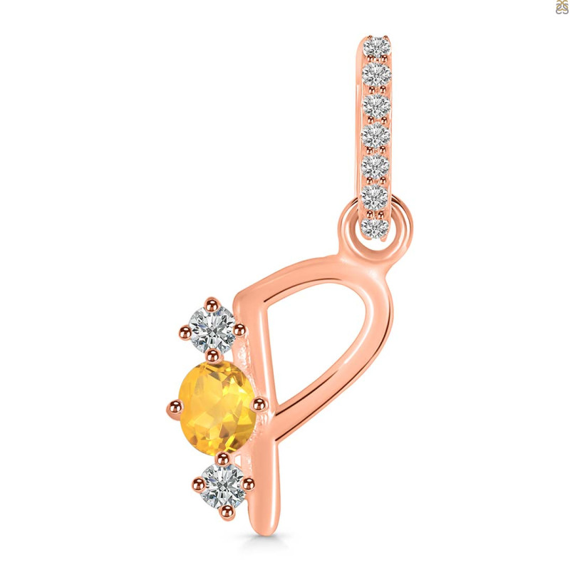 Citrine & White Topaz Alphabet P Pendant CIT-RDA-94.