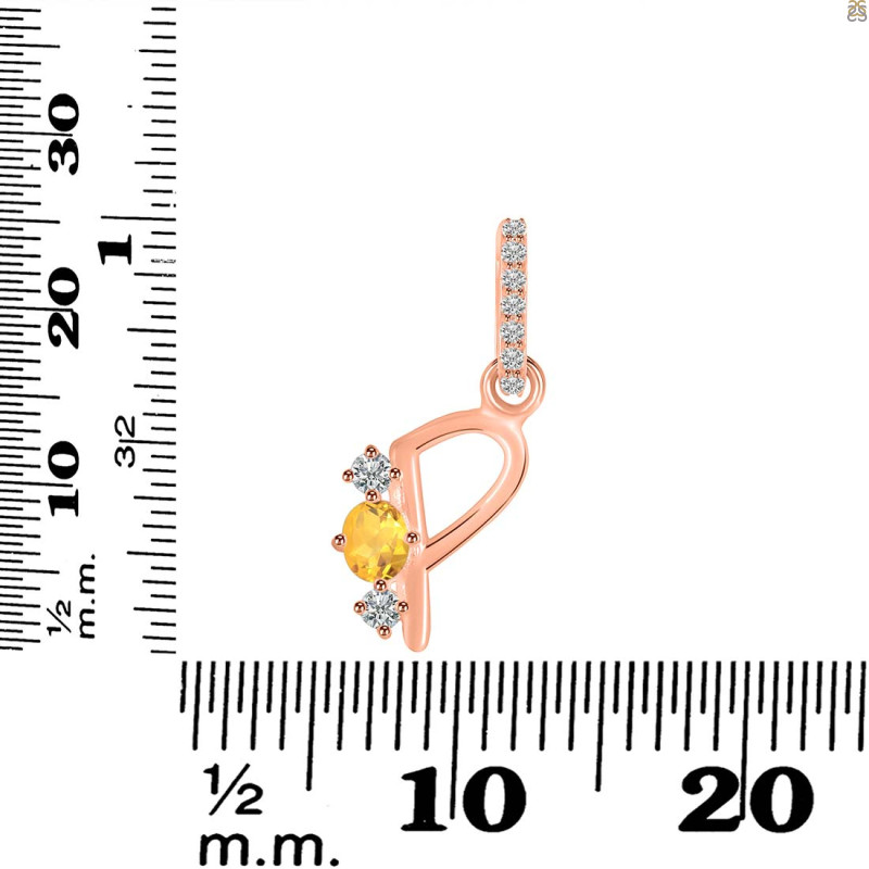 Citrine & White Topaz Alphabet P Pendant CIT-RDA-94.