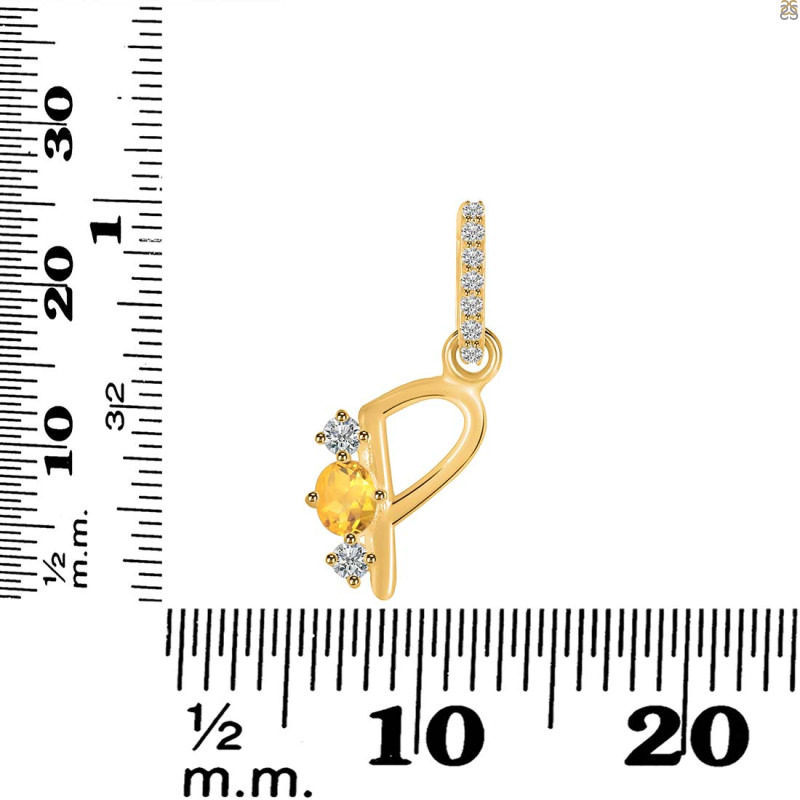 Citrine & White Topaz Alphabet P Pendant CIT-RDA-94.