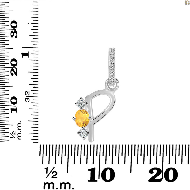 Citrine & White Topaz Alphabet P Pendant CIT-RDA-94.