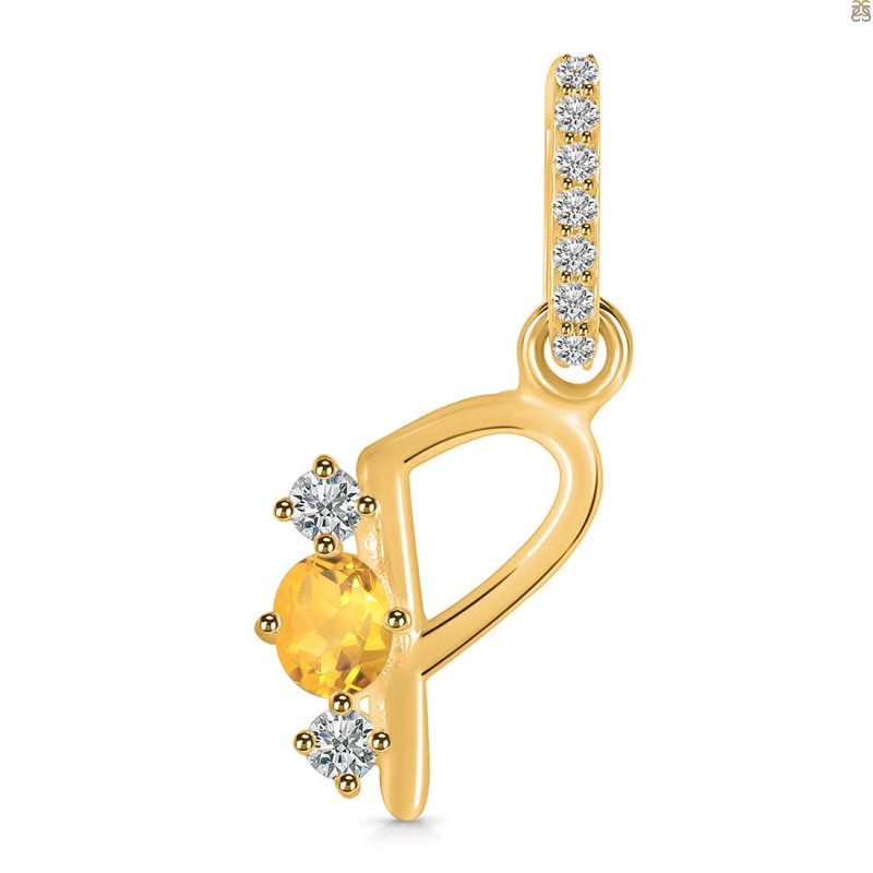 Citrine & White Topaz Alphabet P Pendant CIT-RDA-94.