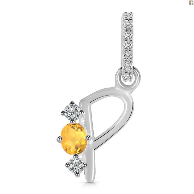 Citrine & White Topaz Alphabet P Pendant CIT-RDA-94.