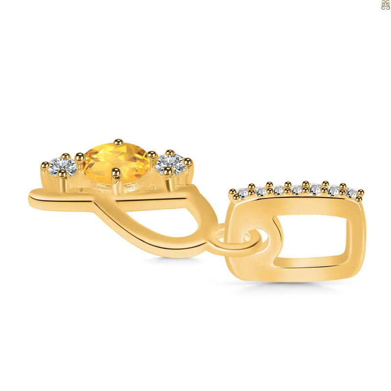 Citrine & White Topaz Alphabet P Pendant CIT-RDA-94.