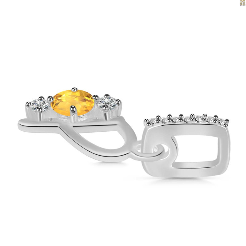 Citrine & White Topaz Alphabet P Pendant