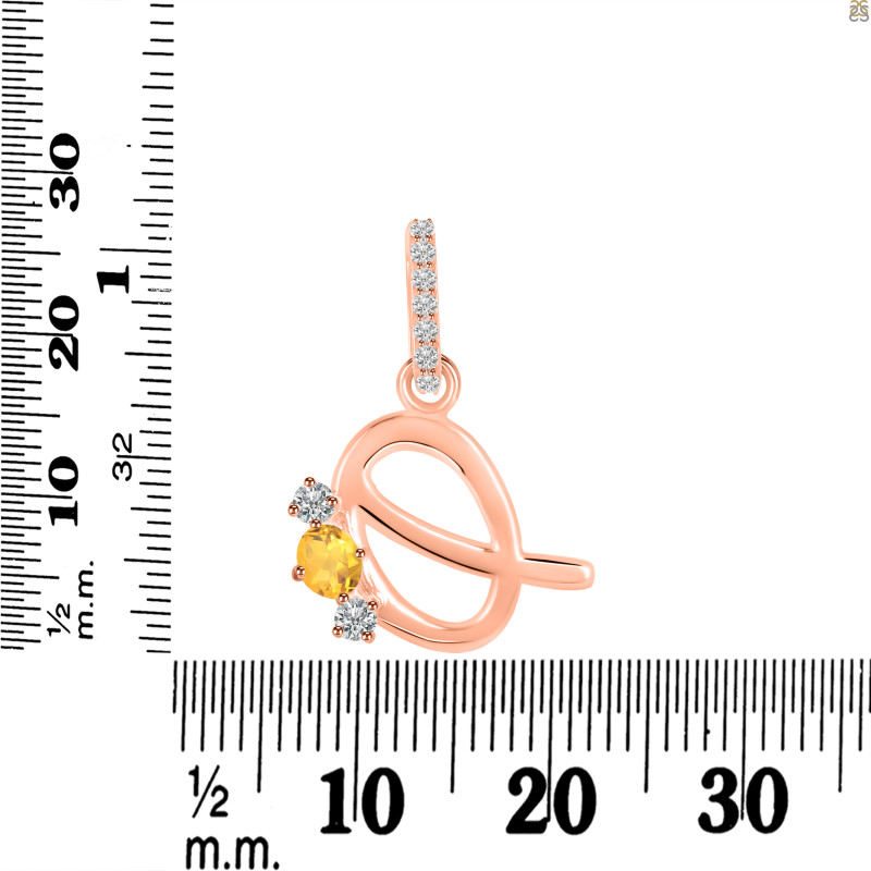 Citrine & White Topaz Alphabet Q Pendant CIT-RDA-95.
