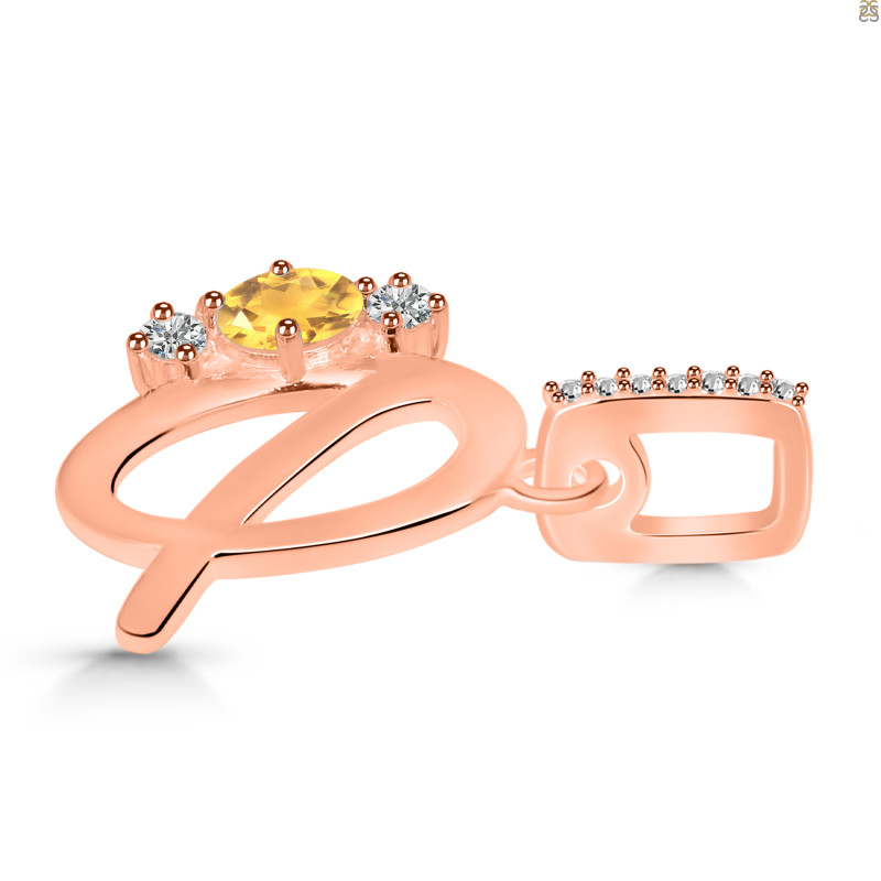 Citrine & White Topaz Alphabet Q Pendant CIT-RDA-95.
