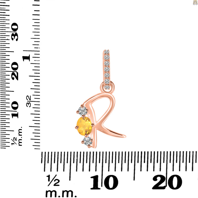 Citrine & White Topaz Alphabet R Pendant CIT-RDA-96.