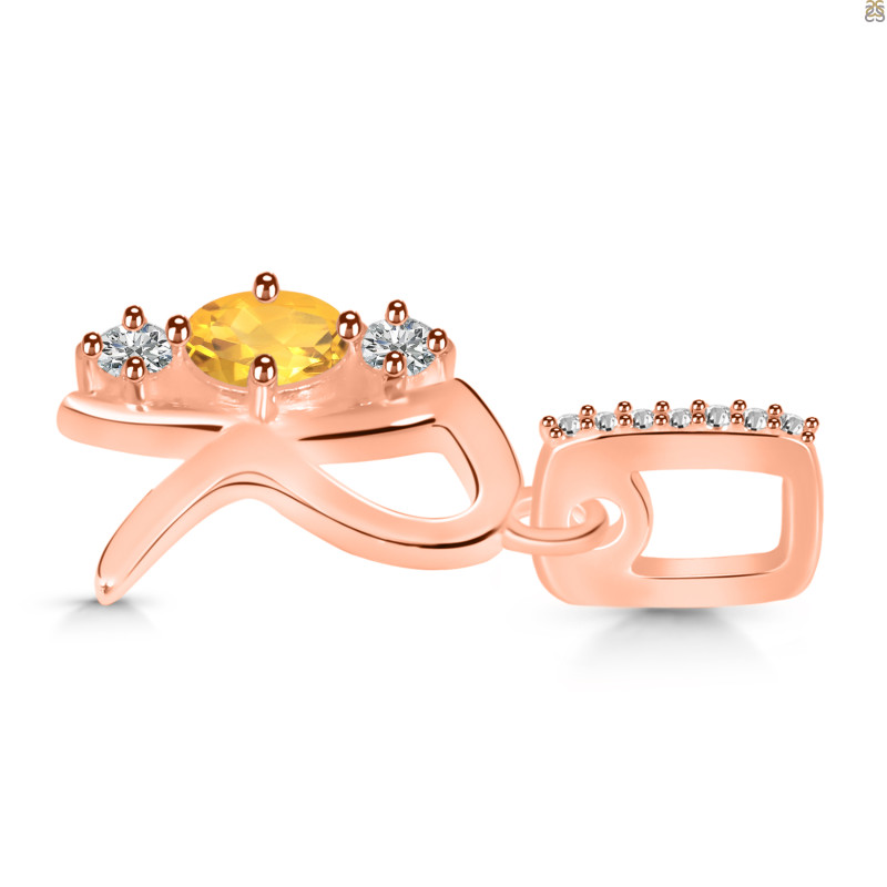 Citrine & White Topaz Alphabet R Pendant CIT-RDA-96.