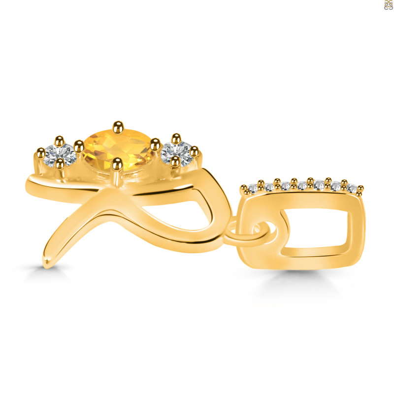 Citrine & White Topaz Alphabet R Pendant CIT-RDA-96.