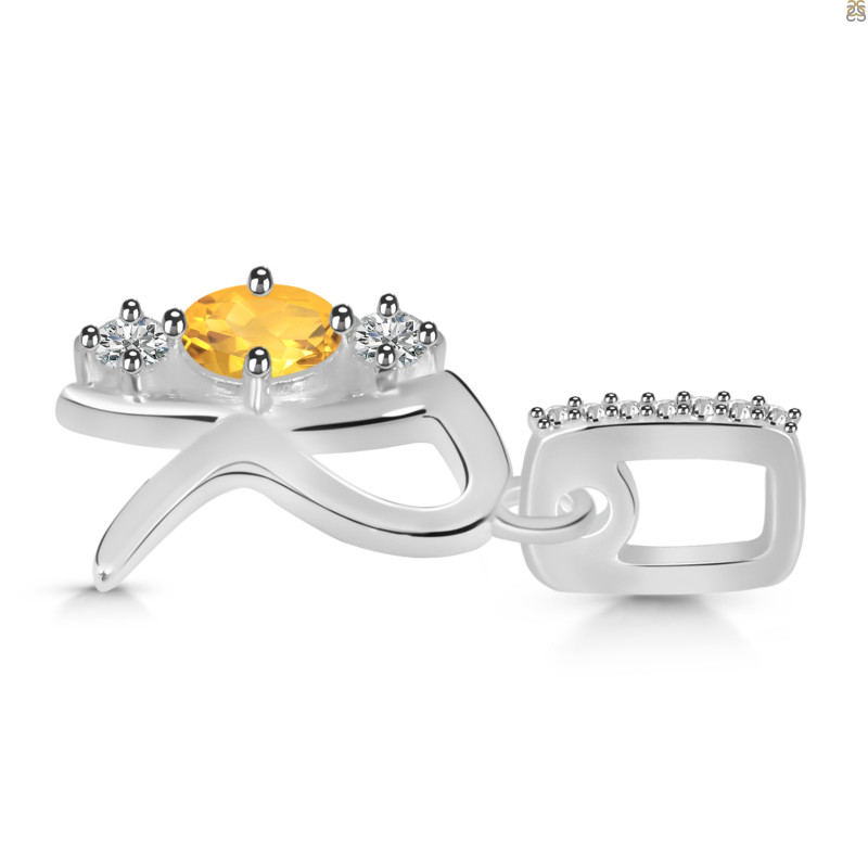 Citrine & White Topaz Alphabet R Pendant