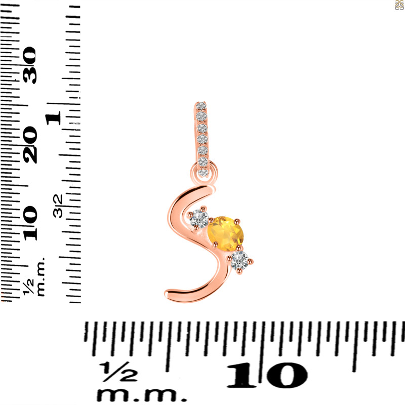 Citrine & White Topaz Alphabet S Pendant CIT-RDA-97.