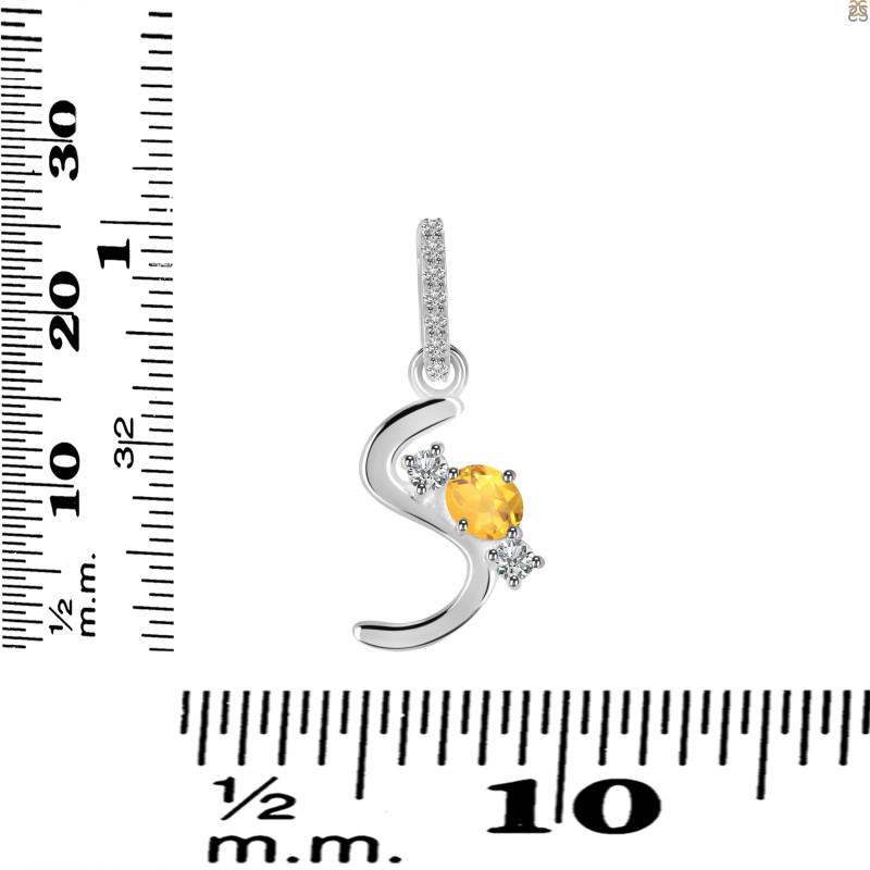 Citrine & White Topaz Alphabet S Pendant CIT-RDA-97.