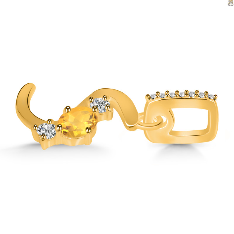 Citrine & White Topaz Alphabet S Pendant CIT-RDA-97.