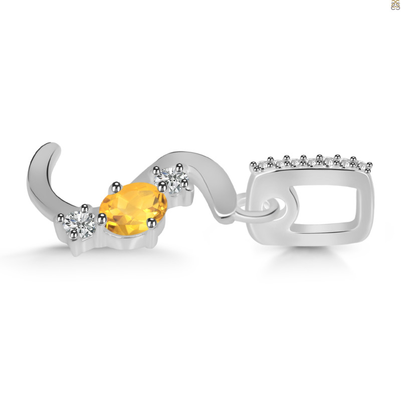 Citrine & White Topaz Alphabet S Pendant