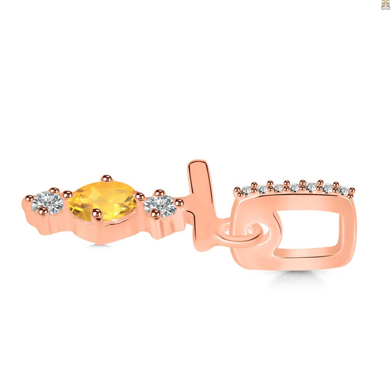 Citrine & White Topaz Alphabet T Pendant CIT-RDA-98.