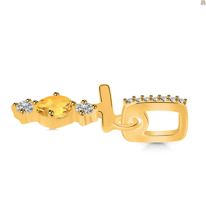 Citrine & White Topaz Alphabet T Pendant CIT-RDA-98.