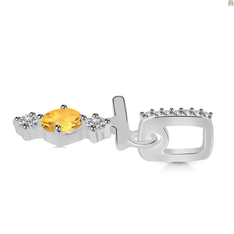 Citrine & White Topaz Alphabet T Pendant