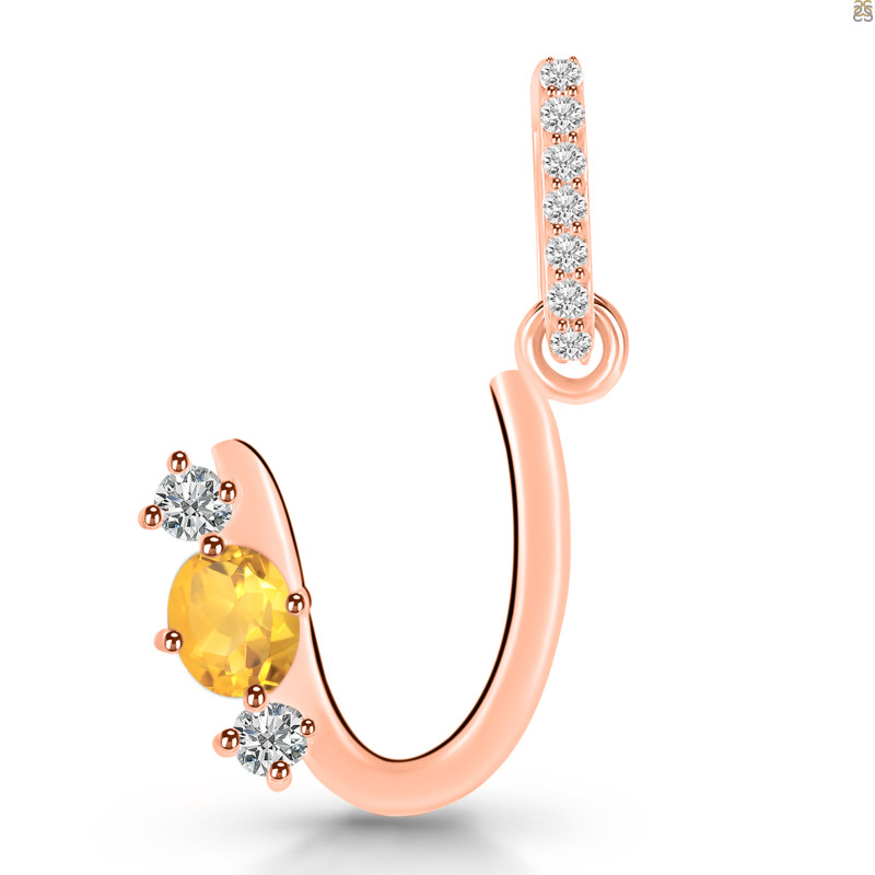 Citrine & White Topaz Alphabet U Pendant CIT-RDA-99.