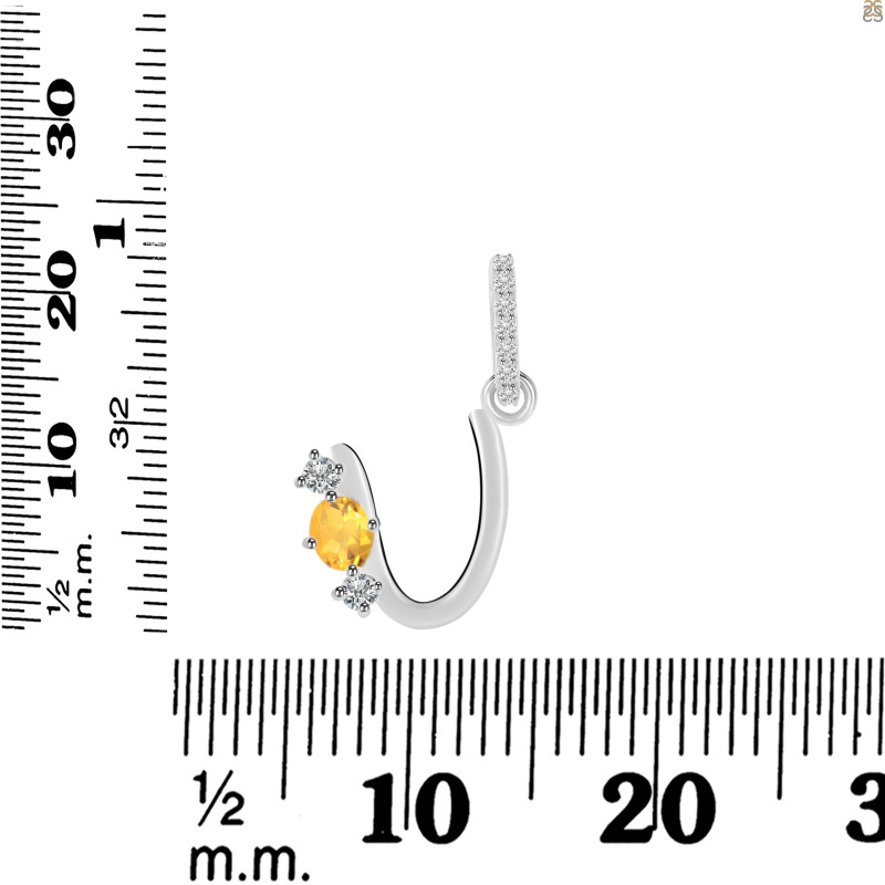 Citrine & White Topaz Alphabet U Pendant CIT-RDA-99.