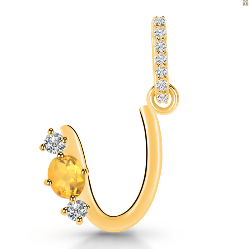 Citrine & White Topaz Alphabet U Pendant CIT-RDA-99.