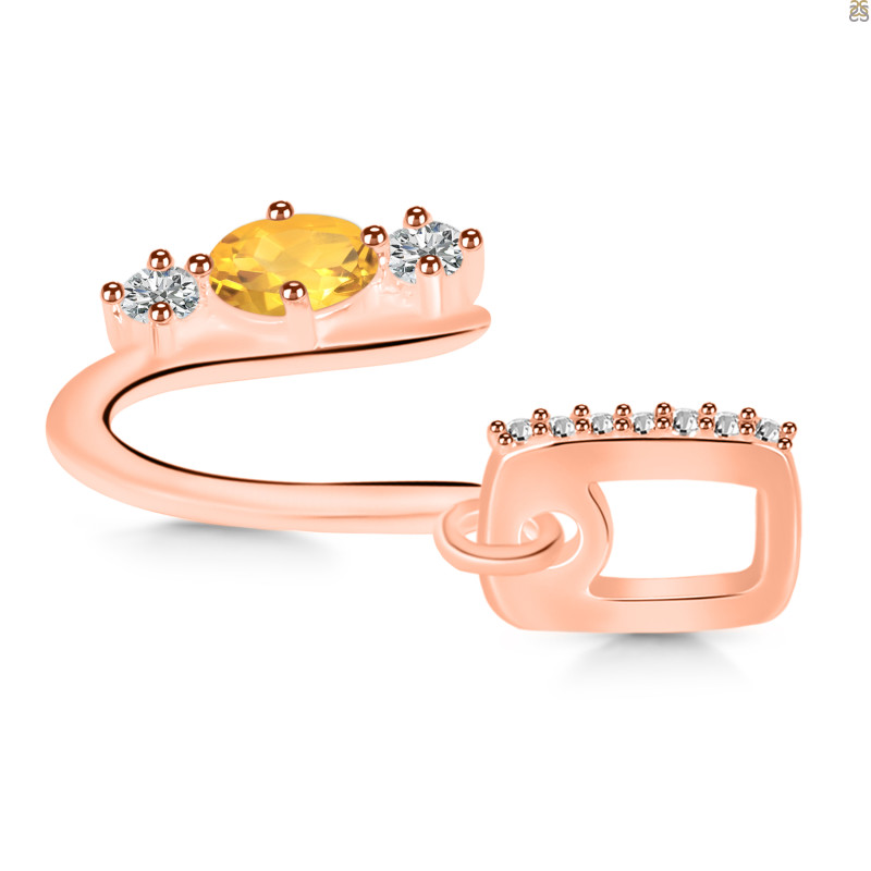 Citrine & White Topaz Alphabet U Pendant CIT-RDA-99.