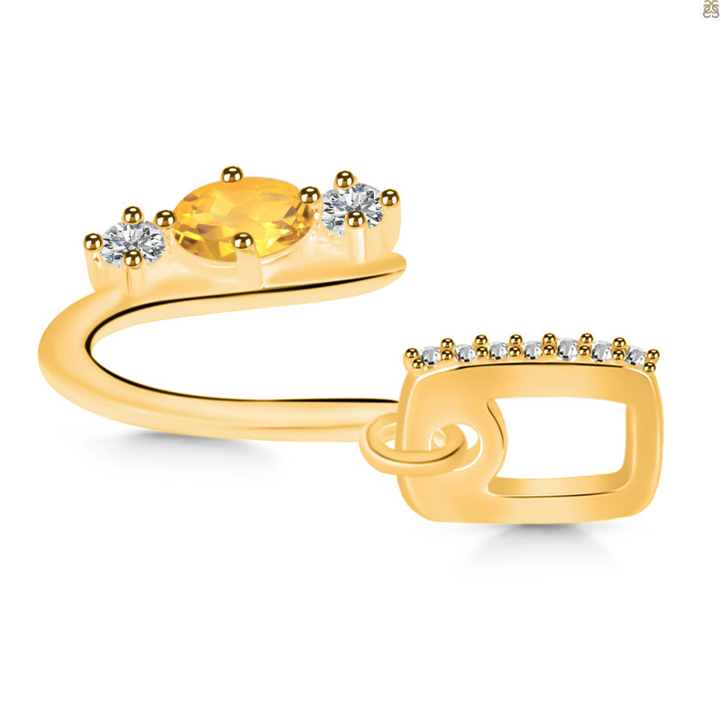 Citrine & White Topaz Alphabet U Pendant CIT-RDA-99.