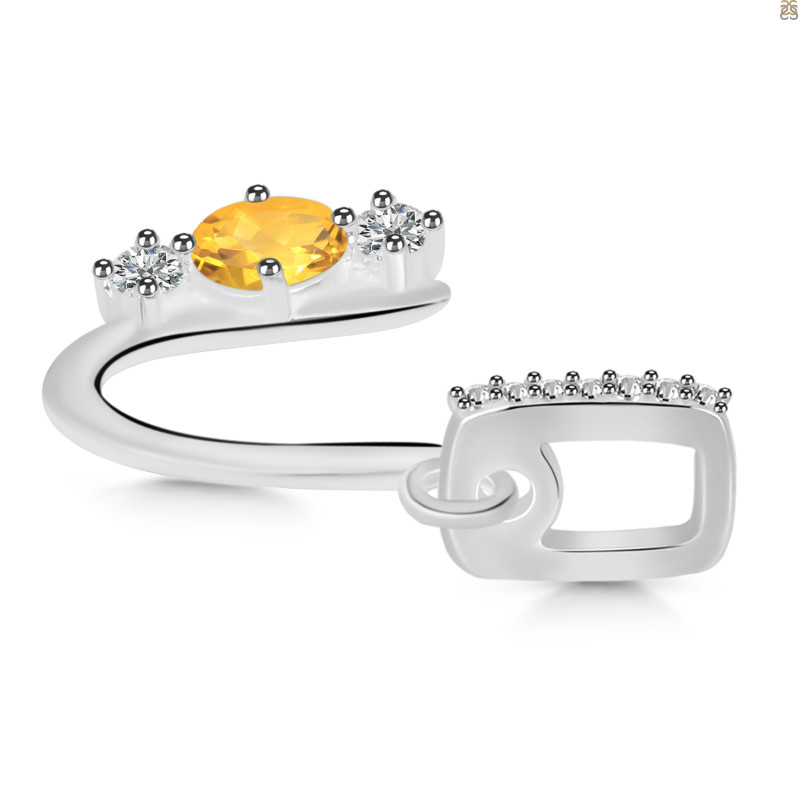 Citrine & White Topaz Alphabet U Pendant