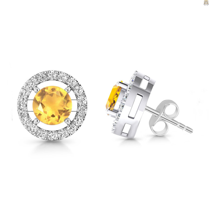 Citrine & White Topaz Stud Earring