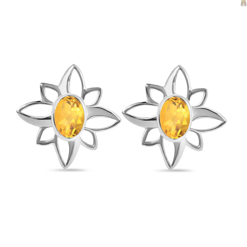 Citrine Stud Earring CIT-RDE-11.