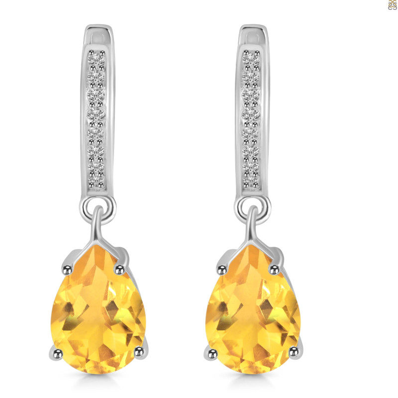 Citrine & White Topaz Hoop Earring CIT-RDE-1223.