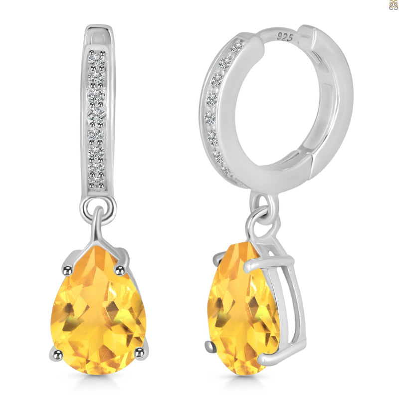 Citrine & White Topaz Hoop Earring