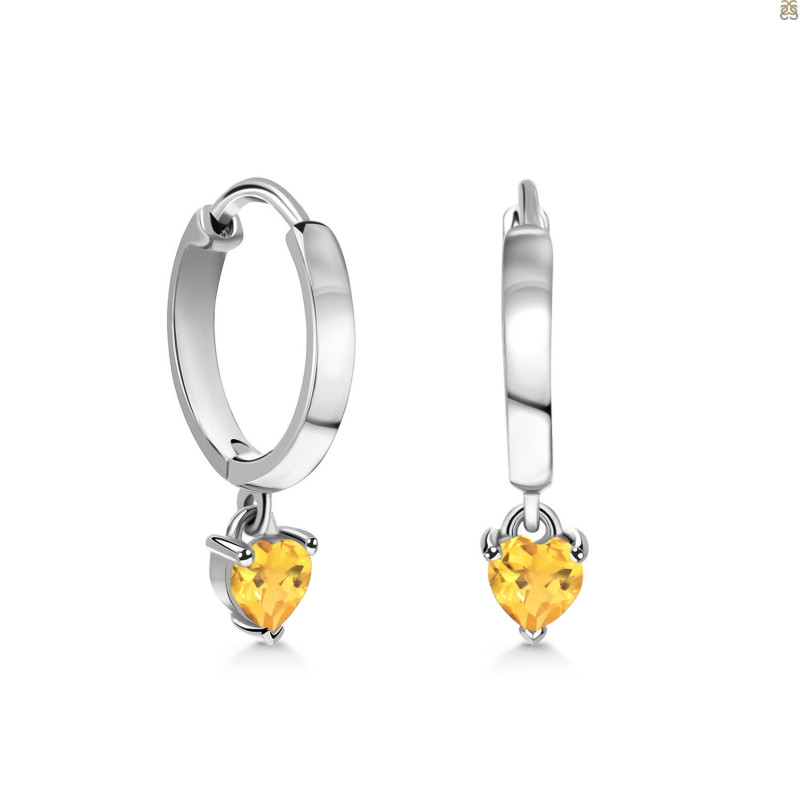 Citrine Heart Hoop Earring