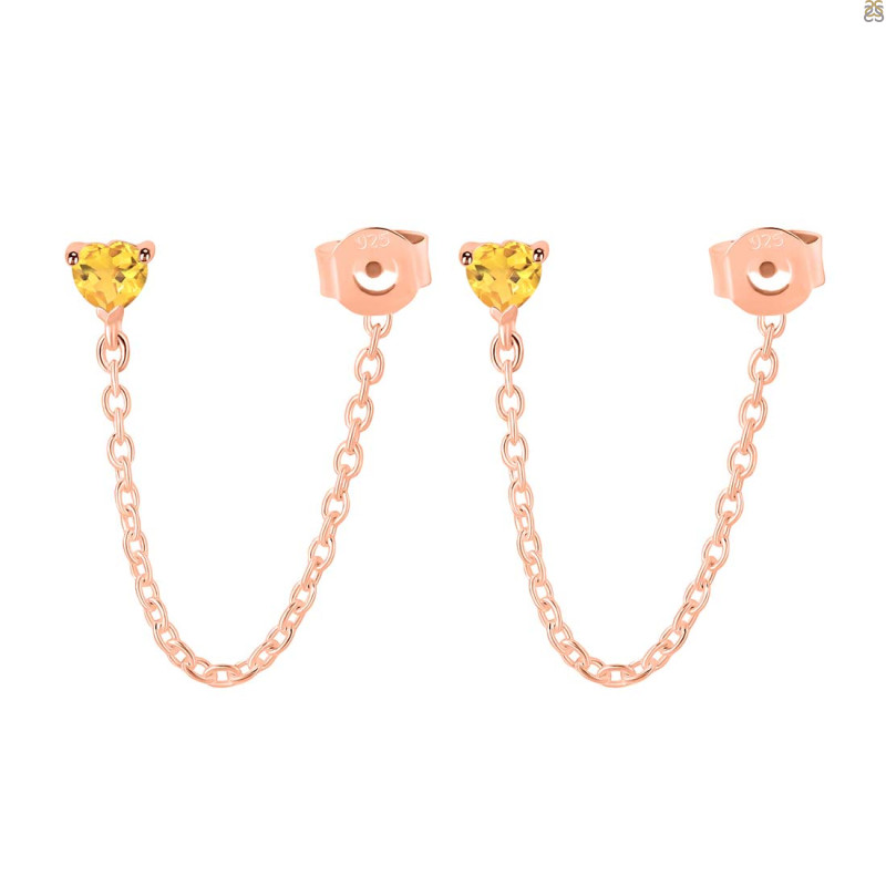 Citrine Chain Stud Earring CIT-RDE-1235.