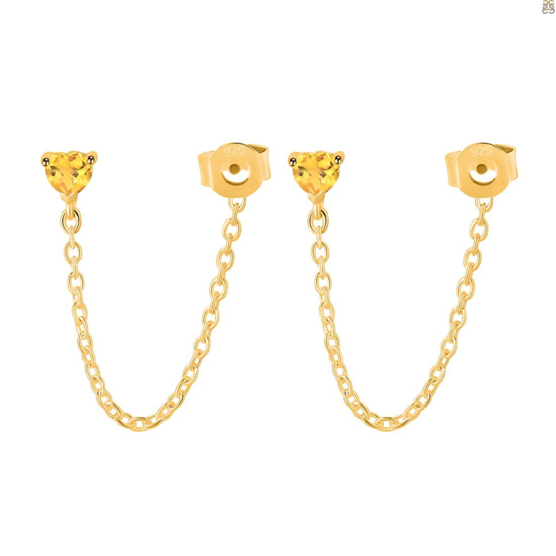 Citrine Chain Stud Earring CIT-RDE-1235.