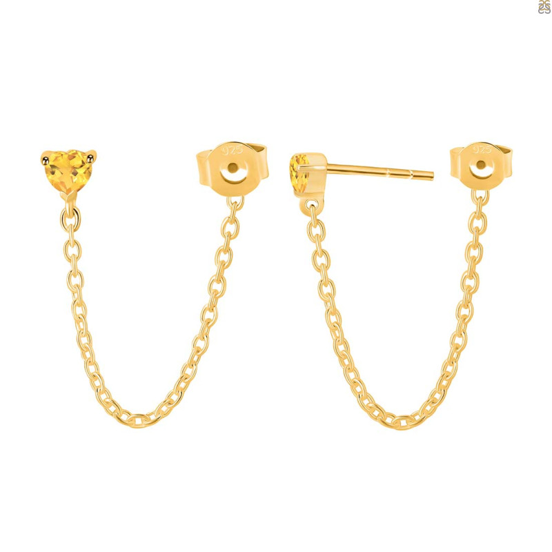 Citrine Chain Stud Earring CIT-RDE-1235.