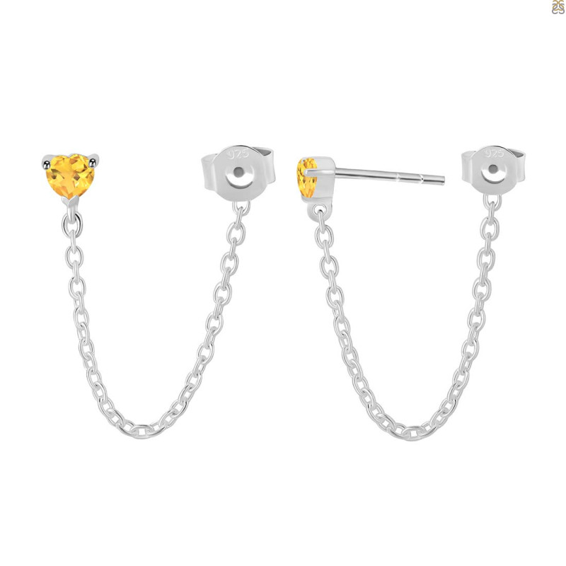 Citrine Chain Stud Earring