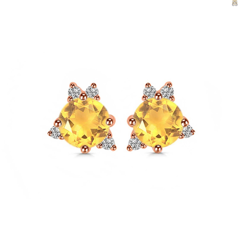 Citrine & White Topaz Stud Earring CIT-RDE-1260.