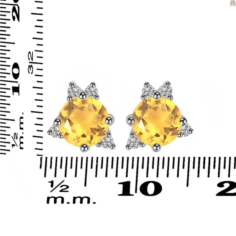 Citrine & White Topaz Stud Earring CIT-RDE-1260.