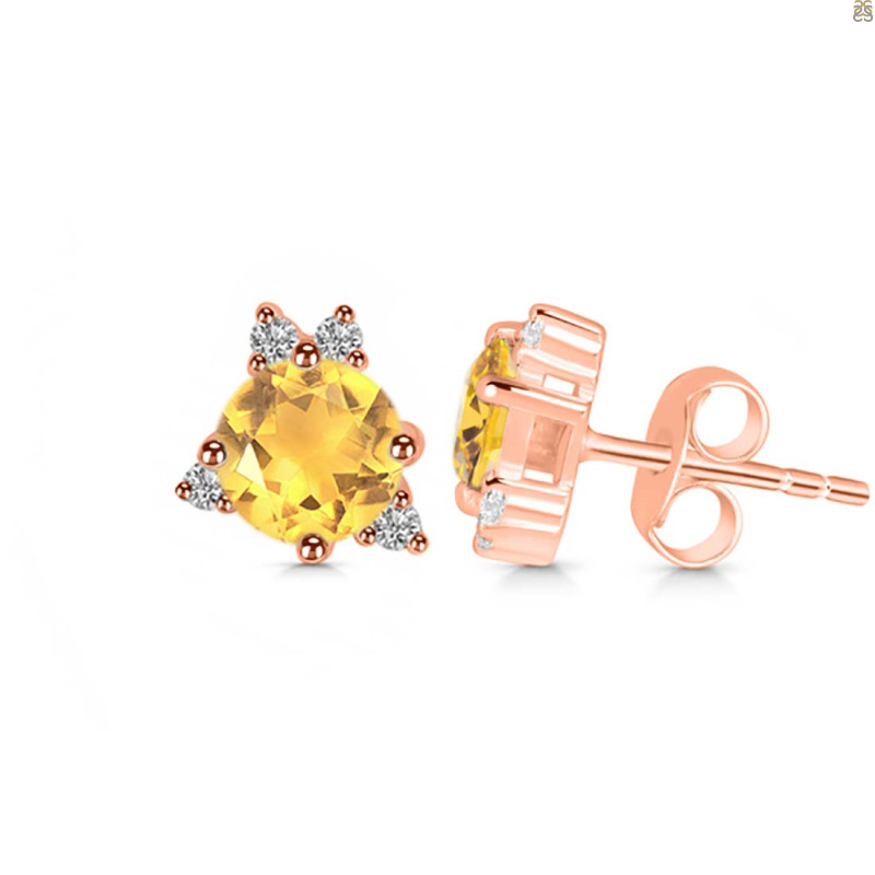 Citrine & White Topaz Stud Earring CIT-RDE-1260.