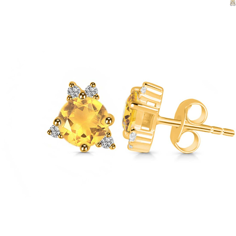 Citrine & White Topaz Stud Earring CIT-RDE-1260.