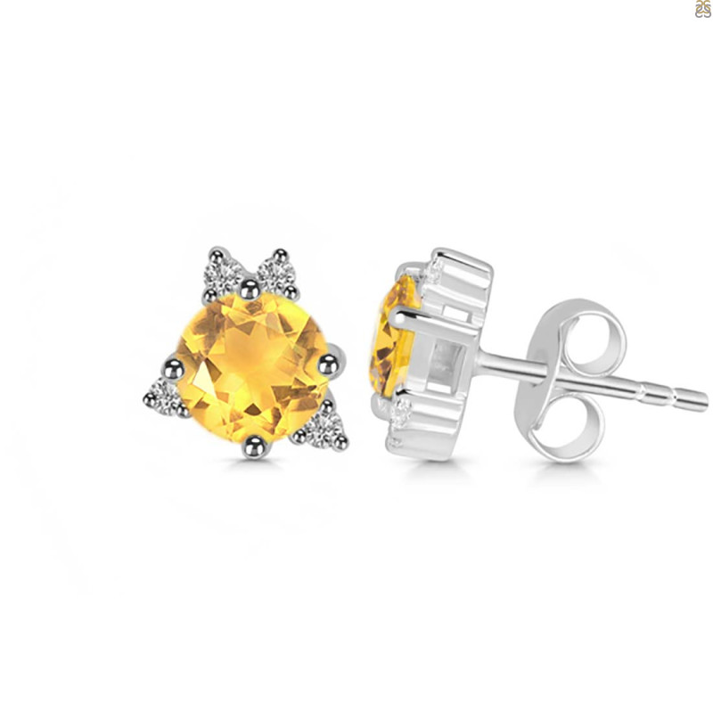 Citrine & White Topaz Stud Earring