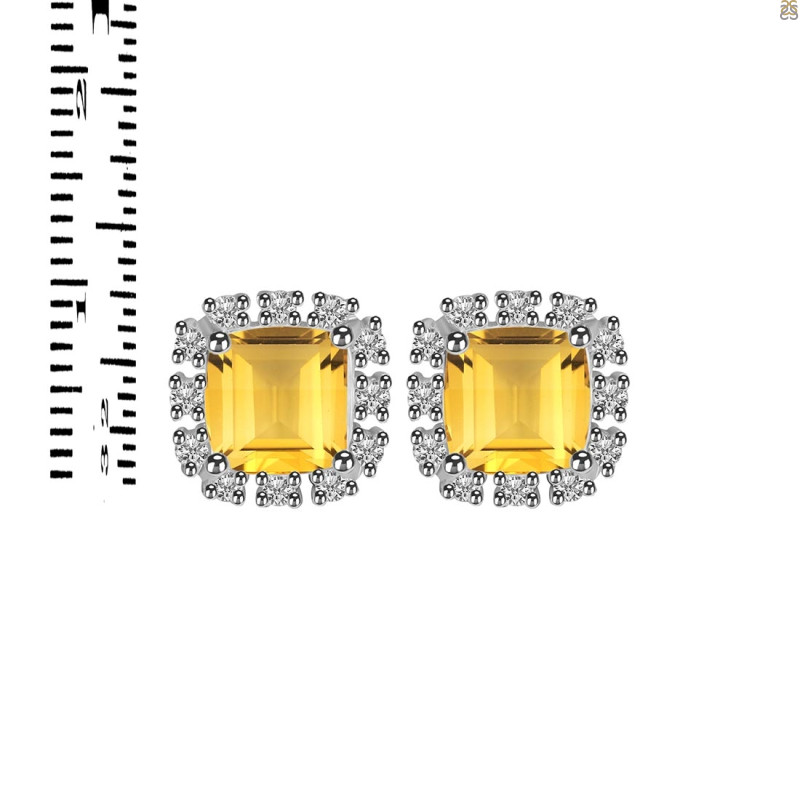 Citrine & White Topaz Stud Earring CIT-RDE-1263.