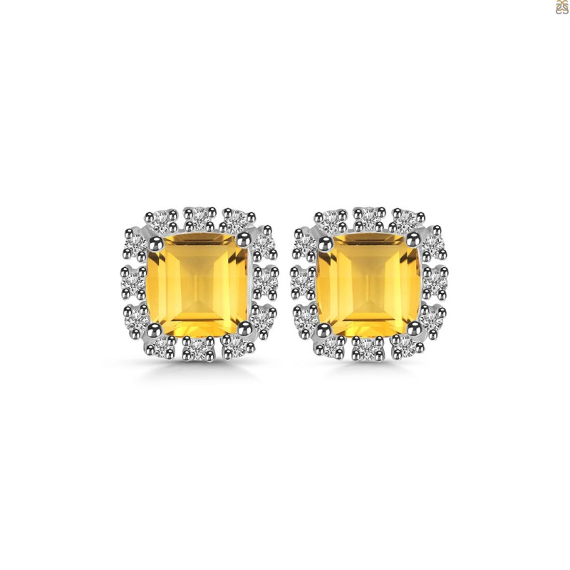 Citrine & White Topaz Stud Earring CIT-RDE-1263.