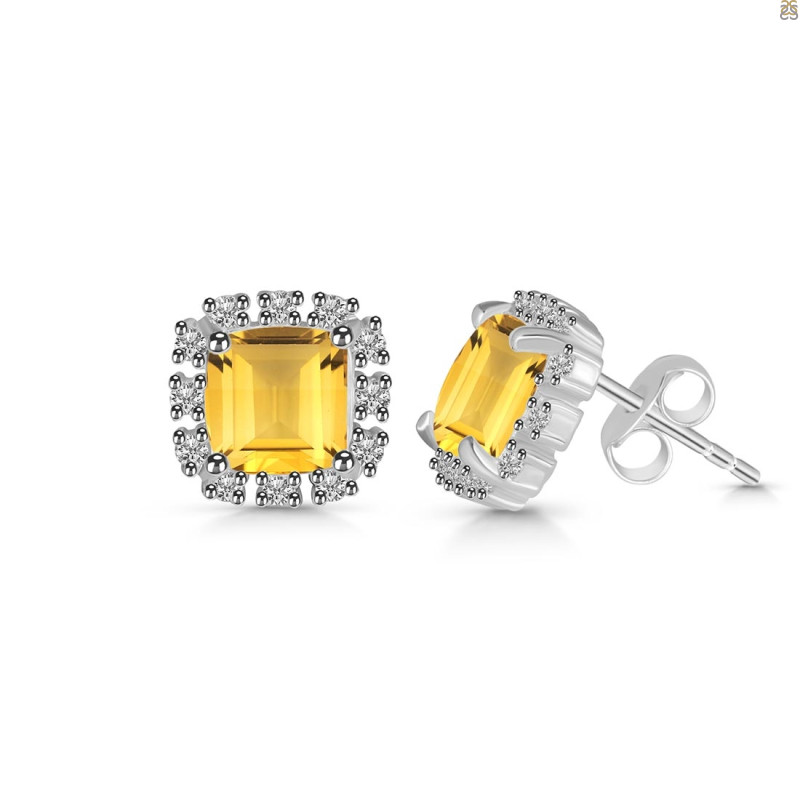Citrine & White Topaz Stud Earring